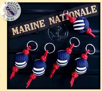 Porte clés  Touline Marine Nationale en Paracorde